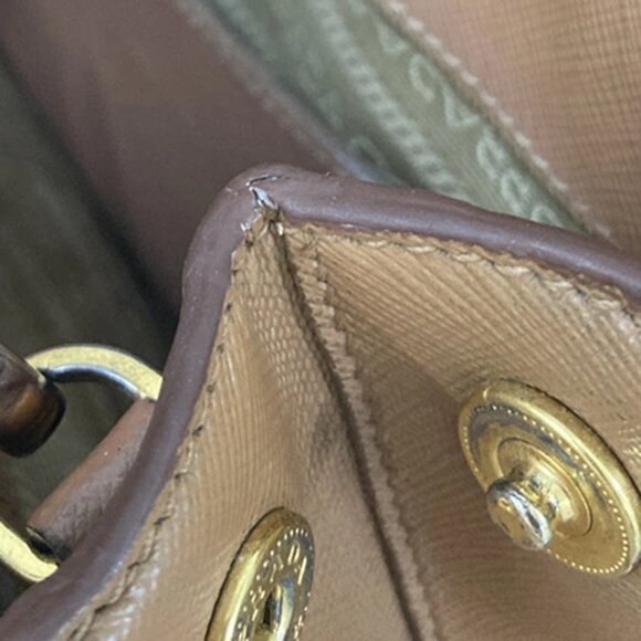 PRADA Logo 2Way Shoulder Hand Bag Saffiano Leather Beige GHW Italy 70EF793 - Picture 16 of 16